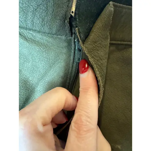 Philosophy di Alberta Ferretti Skirt Women 10 Olive Green Leather A Line Mini