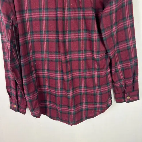 Thread and Supply NWT  Relaxed Plaid Flannel Buttondown Shirt Wine Size XS NEW