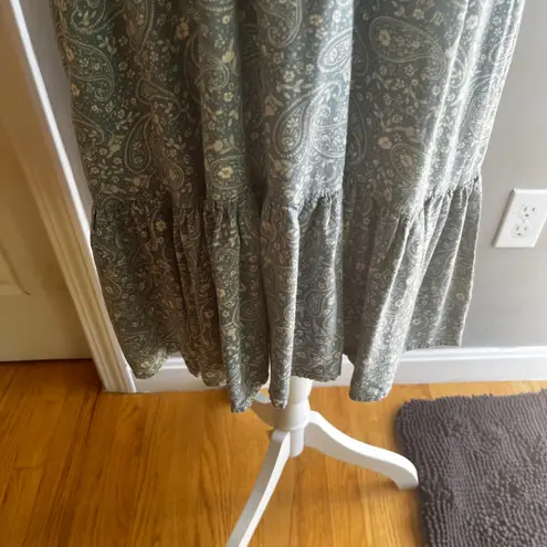 Patrons of Peace Light Blue Paisley Midi Dress Smocked Bodice Sleeveless Casual Summer Dress