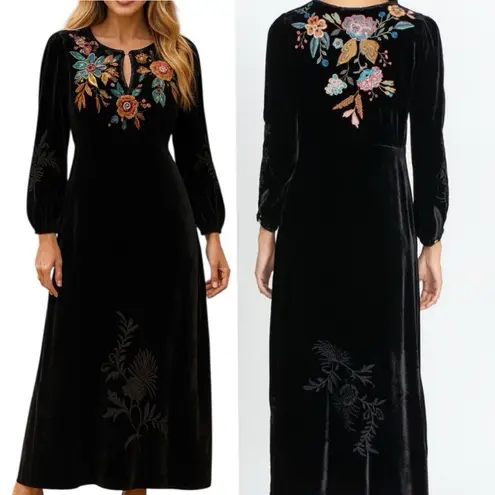 Johnny Was heavily embroidered, BIANCA VELVET MAXI DRESS NWT