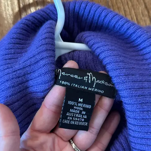 Mercer & Madison 100% Italian merino wool purple ribbed turtleneck sweater M Size M