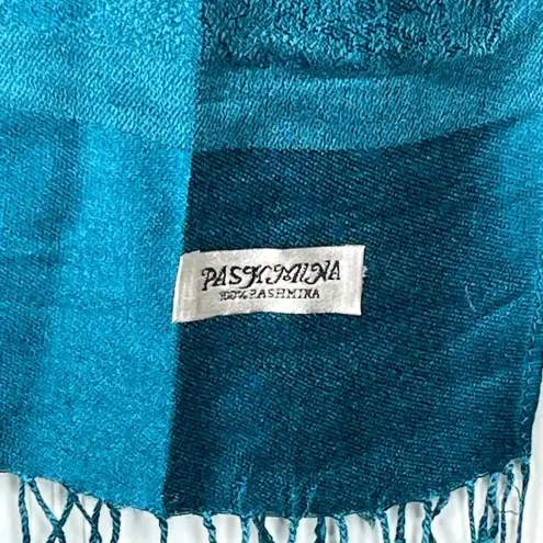 Teal Paisley Scarf 100% Pashmina Fringe Luxury Wrap