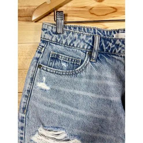 Hidden Jeans Hidden Women's High-Waisted Denim Destroyed Shorts Frayed Hem Size Large New wit