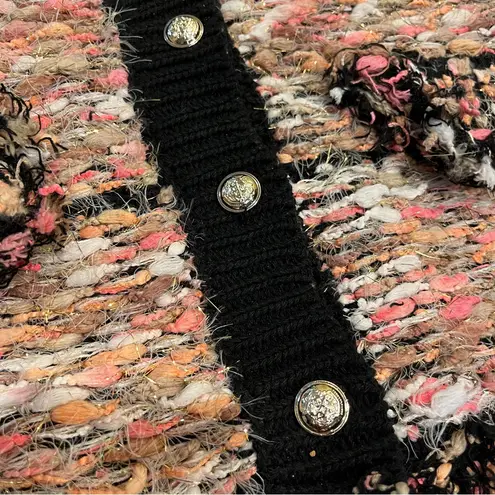 R FASHION Apparel Thread Textured Knit Cardigan Sweater Jacket Fringe Size L/XL Black Size L