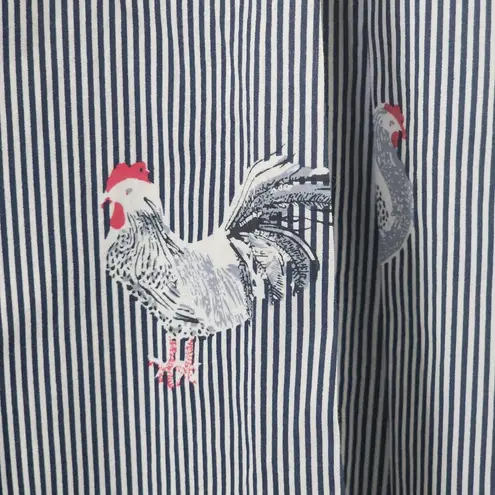THML Striped Rooster Print Pleated Cotton Skirt