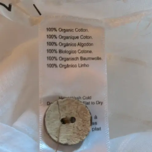 Emerson Fry India Collection White Laurent Flutter Sleeve Top Large Lined Button Tan