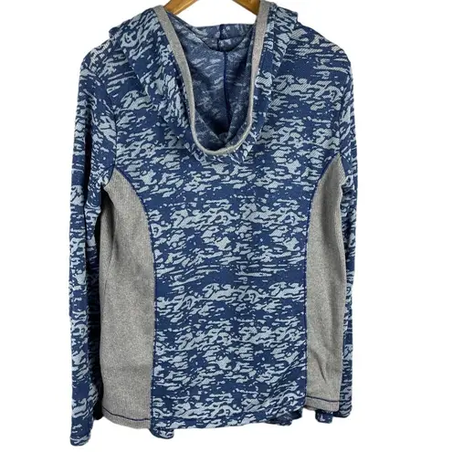 Neon Buddha Hooded Lightweight Gray & Blue Draped Front Cardigan Size Small