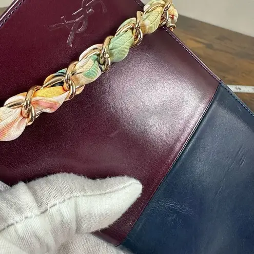 YSL Yves Saint Laurent Vintage Multicolor Two-Tone Long Wallet W/ Added Crossbod