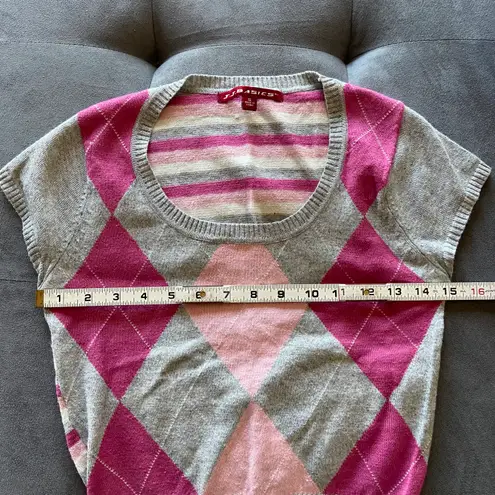 J. J. Basics Vintage y2k argyle pink and grey vest size small