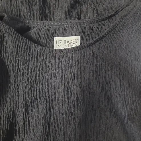 Liz Baker Top Blouse Womens Medium Black Short Sleeve