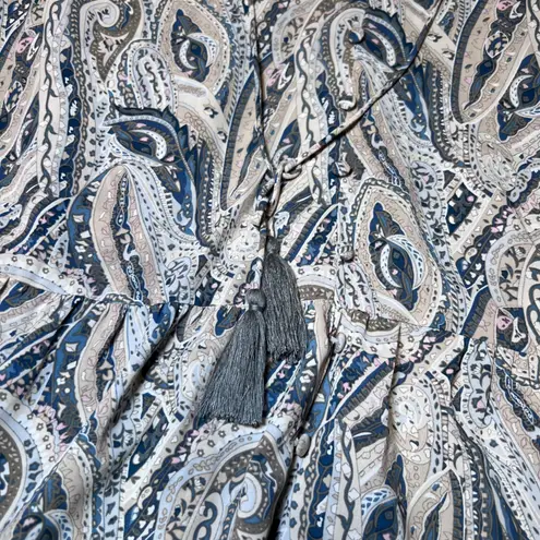 Grace Karma Tiered Dress Womens XL Paisley Long Sleeve Ruffle Collar Bohemian Blue Size 1X