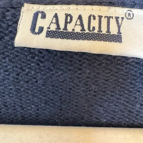 Capacity Vintage Farm Animal Knit Sweater Vest Cottagecore Horse Cow Sheep Large Blue