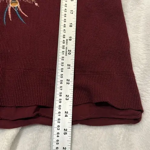 Johnny Was Quito heavily, embroidered maroon thermal top NWT (oversized)