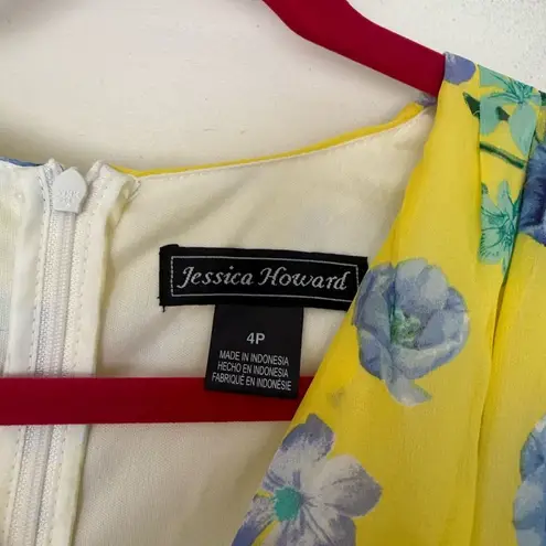 Jessica Howard Women’s 4P Yellow Floral Dress New