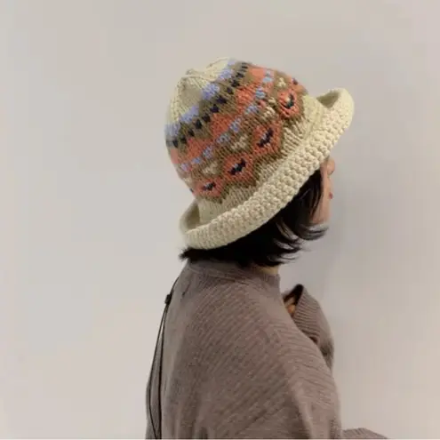 Crochet Knitted Casual Fisherman Jacquard Black Outdoor Bucket Hat Cap Women’s