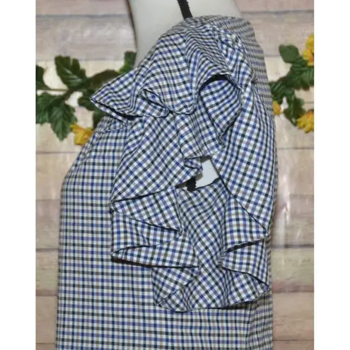 Banana Republic Ruffled Shoulder Sheath Dress Plaid Size 6 Career Academia