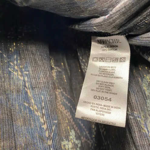 Maria Cher Black Blue Abstract Metallic Maxi Skirt 100% Cotton Women size Large