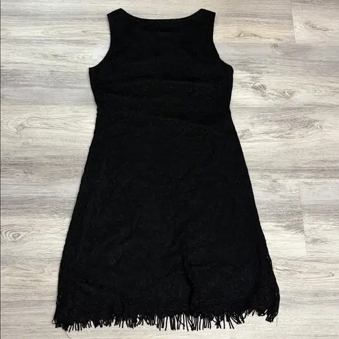 Jessica Howard Black Lace with Fringe Bottom Sleeveless Knee Length Dress Size 8