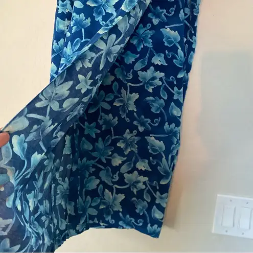 Hillard & Hanson blue floral wrap skirt size large