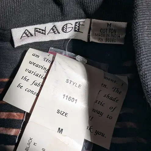 Vtg 1990s Anage Black Tribal Geometric Embroidered Button Up Jacket Sz M NWT Size M