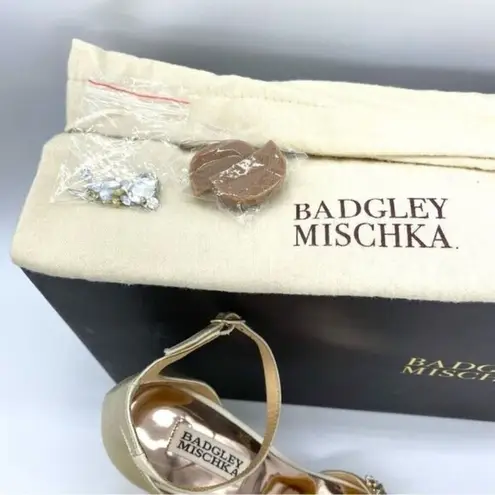 Badgley Mischka Women's Barby Ivory Satin Embellished Heels 8.5