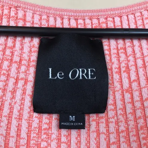 Le Ore Women’s Rimini Ribbed Knit Pink Mother Pearl Buttons Racerback Tank Dress Size M