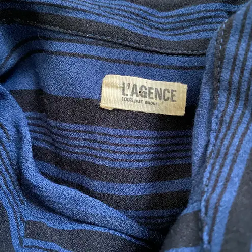 L'Agence L’agence Alani Striped Maxi Shirtdress Navy Blue & Black