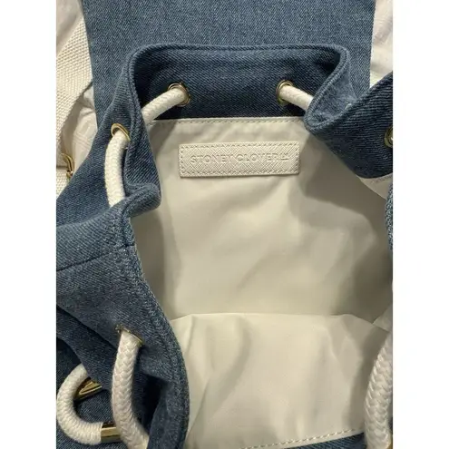 Stoney Clover Lane Backpack Denim Flap NWT Blue White