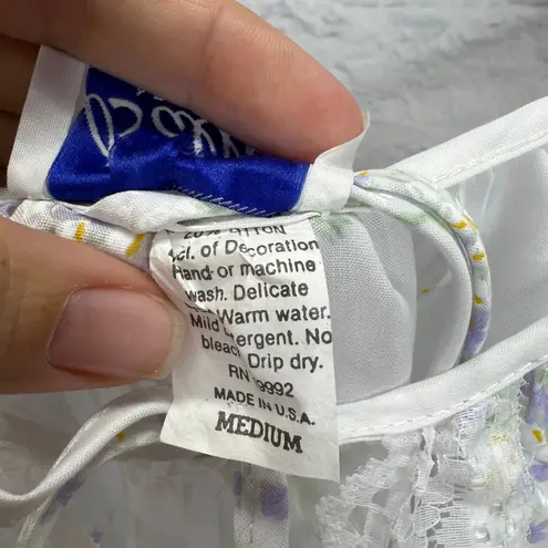 Vintage Ballet Peignoir Set Size M White Floral Cotton Blend Robe Gown Short New Size M