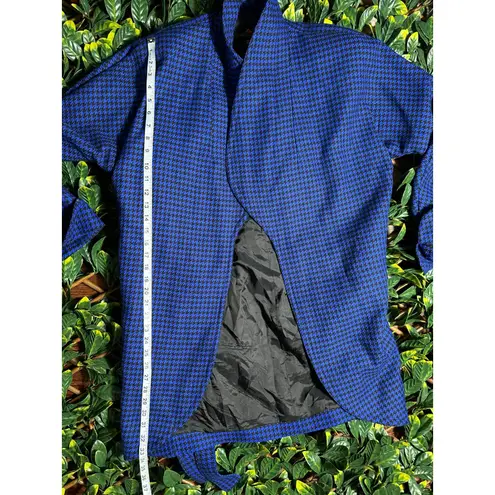 Vintage 100% Wool Blue Black Plaid Blazer Jacket with Shoulder Pads Size XXL