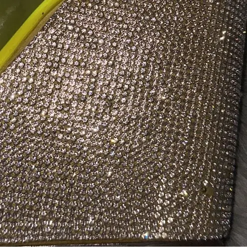 Chase + Chloe rhinestone platforms. Neon yellow and clear. Size 7.5