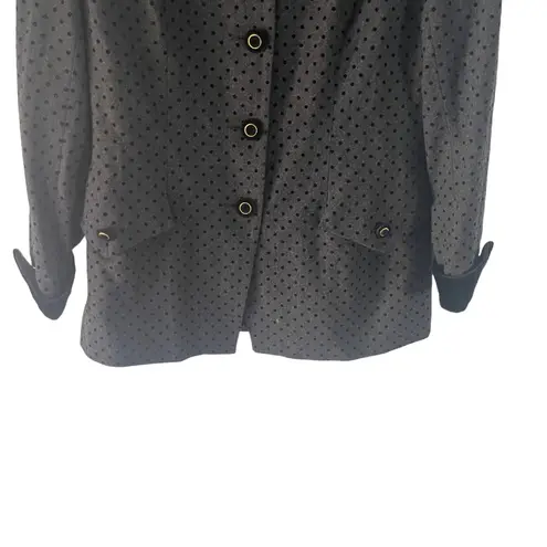 Rickie Freeman Vintage 90s Women's Size 12 Large Wool Blend Polka Dot Blazer Black