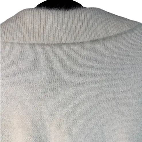 William Rast Fuzzy Knit Collared Cropped Sweater Ivory Cozy– Size Small – NWT - Image 10