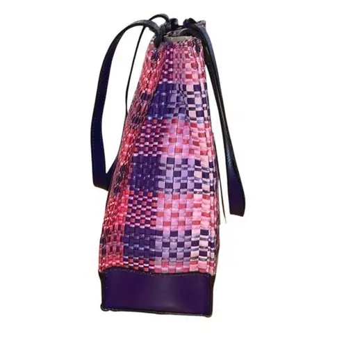 Patricia Nash Purple Fuchsia Ribbons & Raffia Toscano Tote with Tassels NWT org.