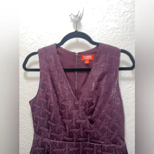 Kirna Zabete Target Purple Jacquard Plunge V Neck Cocktail Dress A