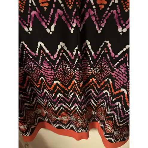 Donna Ricco New York Shift Dress Size 14 Pink/orange/black Zig Zag Pattern