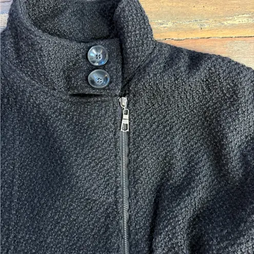 Luii Women's Wool Blend Black Knit Sweater Dress Zip Front High Collar ~ XL 💚🍄