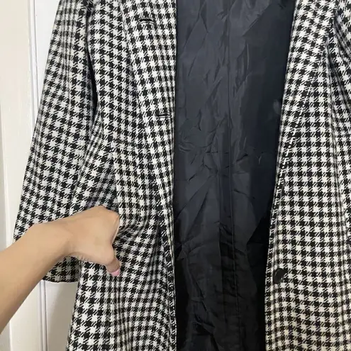 O.Z.O.C. japan wool houndstooth hooded peacoat knee length size 38 Black