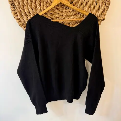 Line and Dot Favorite Off Shoulder Ribbed Sweater in Black Size Large - Image 6