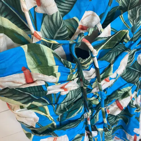 Farm Rio Women's Anthurium Garden Blue Cross Over Maxi Dress - L NWT