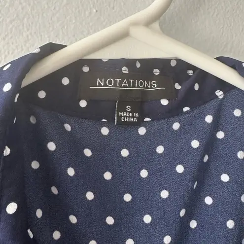 Notations  Tank Women’s Polka Dot Sleeveless Button Down Blouse Navy White Size S