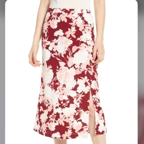 Chelsea28 NWT Floral Print Midi Skirt Pink Small