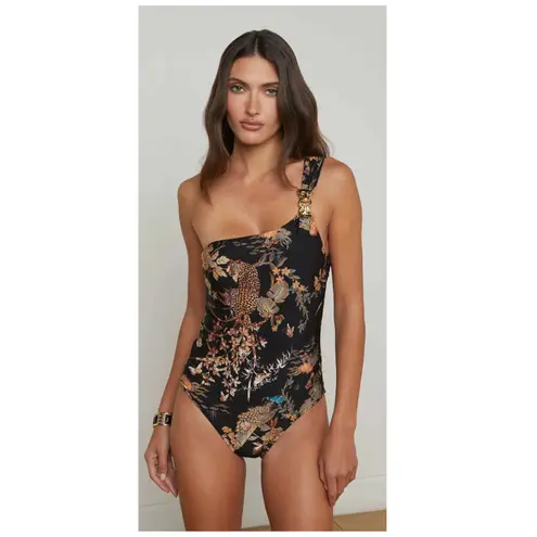 L'Agence Karmin Jungle One-Shoulder One-Piece Swimsuit Size XL