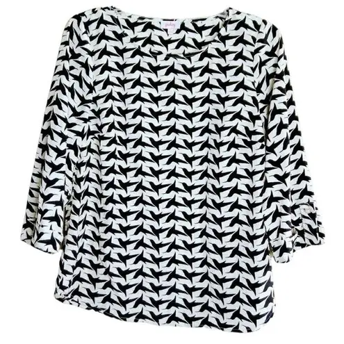 Hummingbird PIXLEY Small Women’s Print Black White Top Blouse