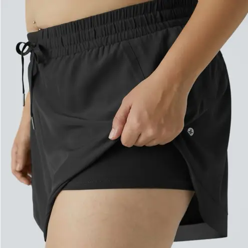 Halara 2in1 Running Shorts Mid Rise Drawstring Mesh Contrast Black S(4-6) NWT