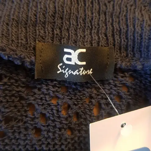 AC Signature Blue Sweater Cardigan Size Small Crochet OpenFront Knit Cropped NWT - Image 6
