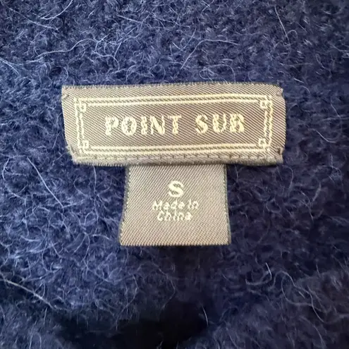 POINT SUR J.CREW Alpaca Merino Wool Blend Fuzzy Sweater Navy Blue Small