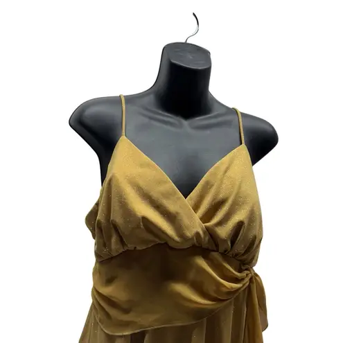 Studio 1940 Vintage Y2K Gold Glitter V-Neck asymmetrical tank top