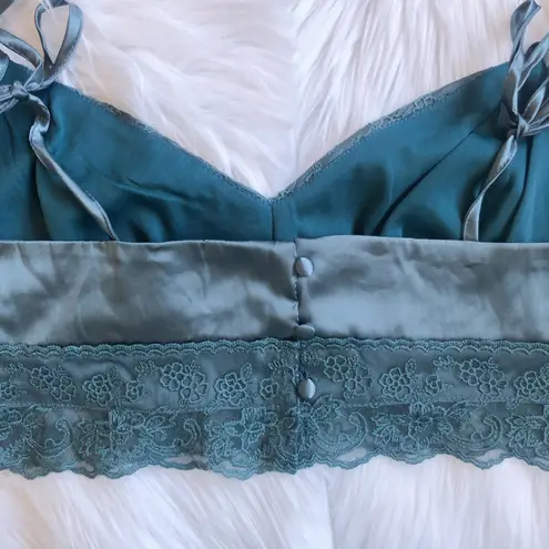 Teal blue satin lace cami bralette, brand new with tag Size L