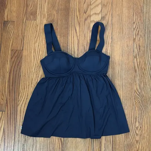 Michael Kors Solids Underwire Baby Doll Tankini Bikini Top Navy XS NWT Blue